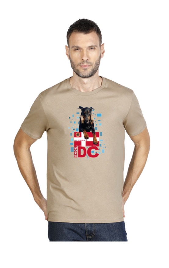 Organic T-Shirt – Beige With Red Logo